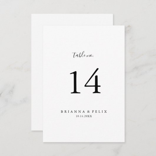 Eenvoudig minimalistisch weddenschapsnummer kaart (Voorkant / Achterkant)