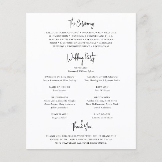 Eenvoudig minimalistisch weddenschapsprogramma voo flyer (Achterkant)