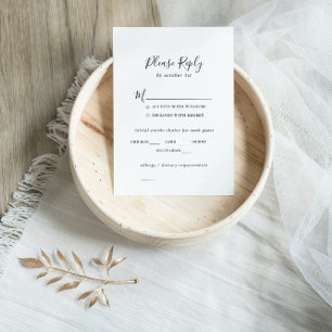 Eenvoudig minimalistisch weduwenmenu Keuze RSVP Kaartje
