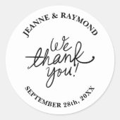 Eenvoudig minimalistisch wij danken u huwelijksgun ronde sticker (Voorkant)