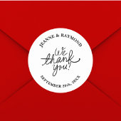 Eenvoudig minimalistisch wij danken u huwelijksgun ronde sticker