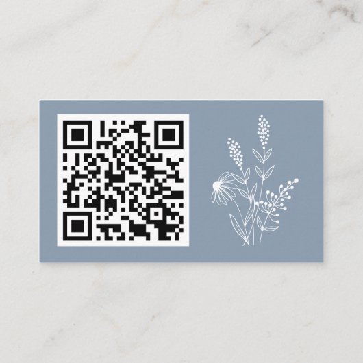 Eenvoudig minimalistisch wild-mosterd blauw huweli informatiekaartje (Achterkant)