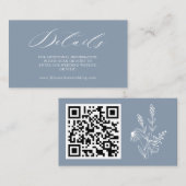 Eenvoudig minimalistisch wild-mosterd blauw huweli informatiekaartje (Voorkant / Achterkant)