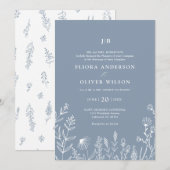 Eenvoudig minimalistisch wild-mosterd blauw huweli kaart (Voorkant / Achterkant)