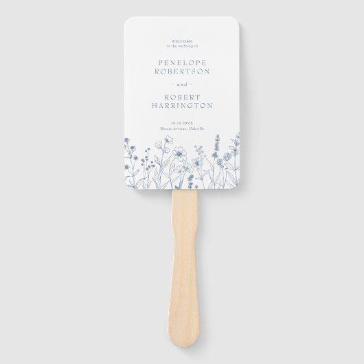Eenvoudig minimalistisch Wildflower-huwelijksprogr Handwaaier (Voorkant)