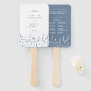 Eenvoudig minimalistisch Wildflower-huwelijksprogr Handwaaier