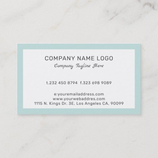 Eenvoudig minimalistisch wit en blauw visitekaartje (Achterkant)