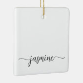 Eenvoudig minimalistisch wit monogram naamscript keramisch ornament (Rechts)