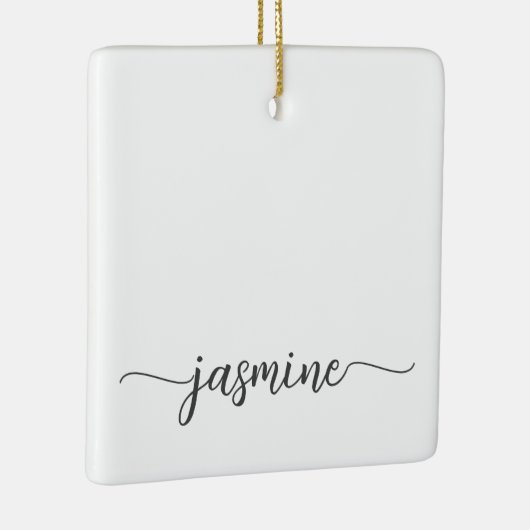 Eenvoudig minimalistisch wit monogram naamscript keramisch ornament (Rechts)