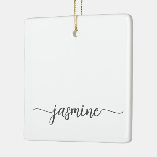 Eenvoudig minimalistisch wit monogram naamscript keramisch ornament (Links)