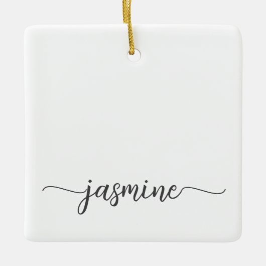 Eenvoudig minimalistisch wit monogram naamscript keramisch ornament (Voorkant)