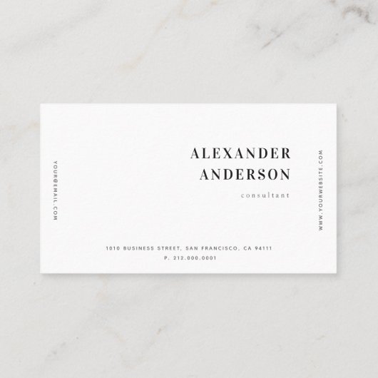 Eenvoudig minimalistisch wit professioneel Visitek Visitekaartje (Achterkant)