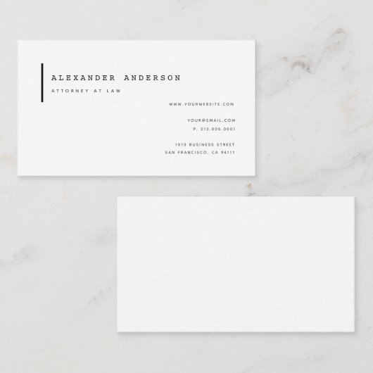 Eenvoudig minimalistisch wit professioneel Visitek Visitekaartje (Voorkant / Achterkant)