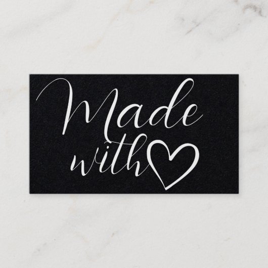 Eenvoudig minimalistisch wit zwart met liefdeshart visitekaartje (Voorkant)