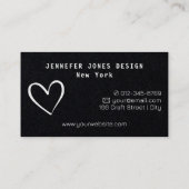 Eenvoudig minimalistisch wit zwart met liefdeshart visitekaartje (Achterkant)