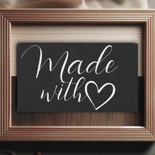 Eenvoudig minimalistisch wit zwart met liefdeshart visitekaartje