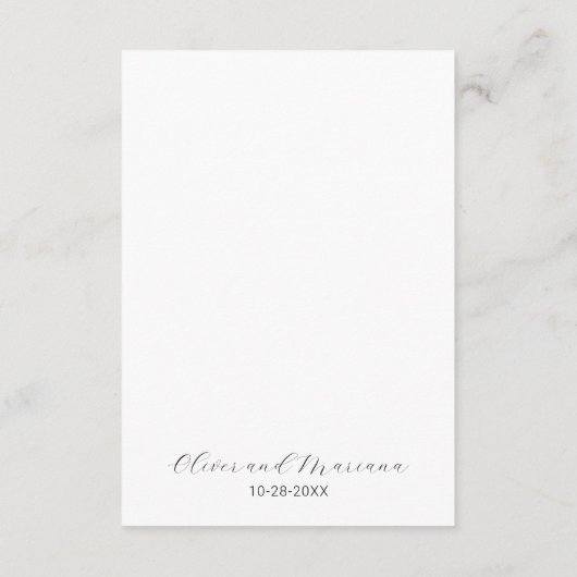 Eenvoudig minimalistisch witbruiloft - details informatiekaartje (Achterkant)