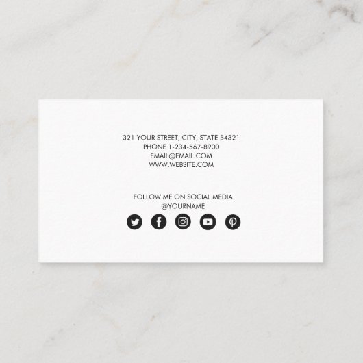 Eenvoudig minimalistisch wittekenscript visitekaartje (Achterkant)