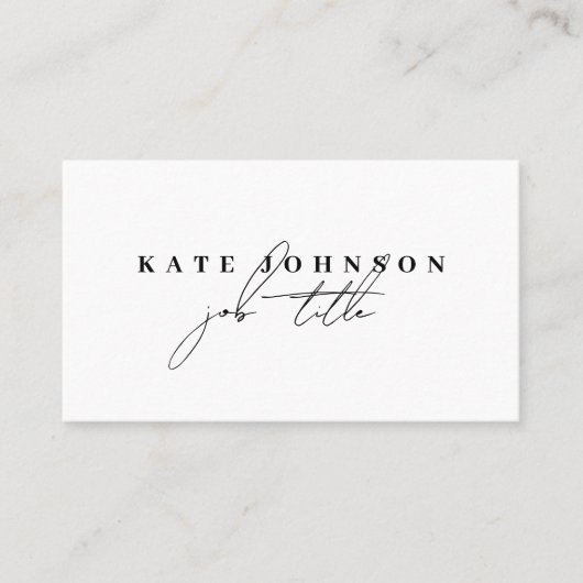 Eenvoudig minimalistisch wittekenscript visitekaartje (Voorkant)