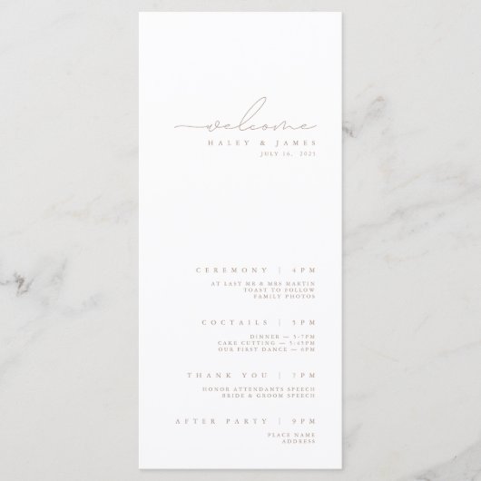 Eenvoudig minimalistisch witwweddenschap en beige menu (Voorkant)