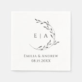 Eenvoudig minimalistisch Wreath Wedding Monogram Servet (Voorkant)