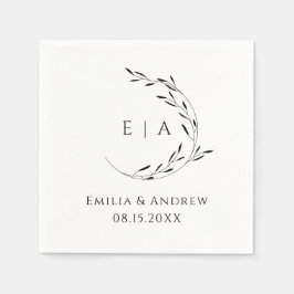 Eenvoudig minimalistisch Wreath Wedding Monogram Servet