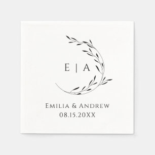 Eenvoudig minimalistisch Wreath Wedding Monogram Servet