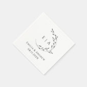 Eenvoudig minimalistisch Wreath Wedding Monogram Servet (Hoek)