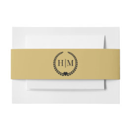 Eenvoudig Minimalistisch Zachte Gouden Monogram Uitnodigingen Wikkel