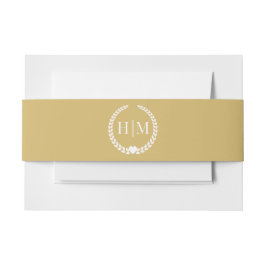 Eenvoudig Minimalistisch Zachte Gouden Monogram Uitnodigingen Wikkel