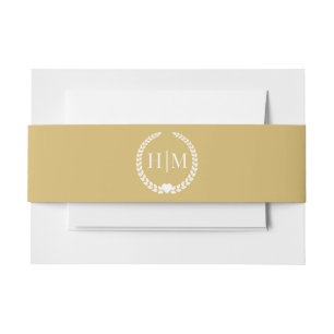 Eenvoudig Minimalistisch Zachte Gouden Monogram Uitnodigingen Wikkel