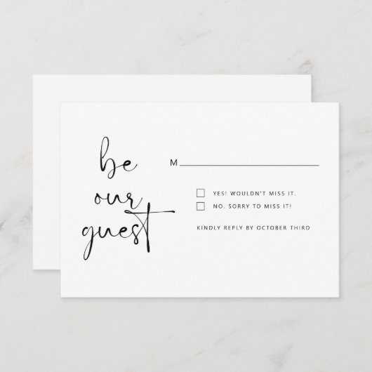 Eenvoudig minimalistisch zijn onze gast RSVP Reply Informatiekaartje (Voorkant / Achterkant)