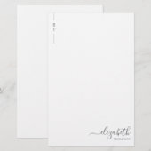 Eenvoudig minimalistisch zilvergrijs monogram Init Briefpapier (Voorkant / Achterkant)