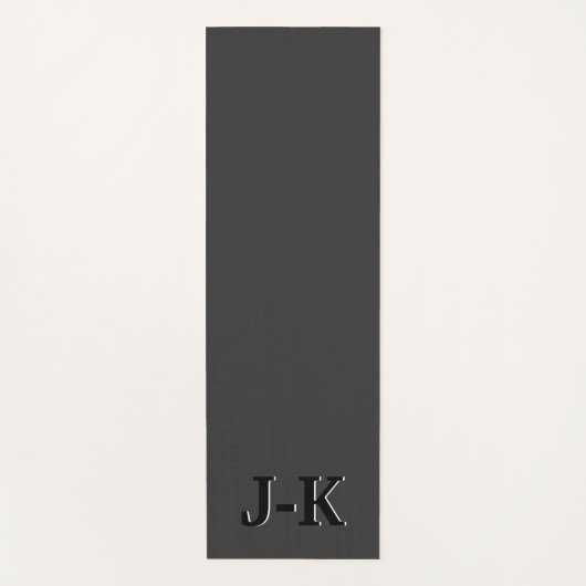 Eenvoudig minimalistisch zwart aangepast monogram yogamat (Voorkant)
