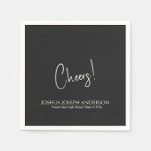 Eenvoudig minimalistisch zwart afstudeerfeest servet (Voorkant)