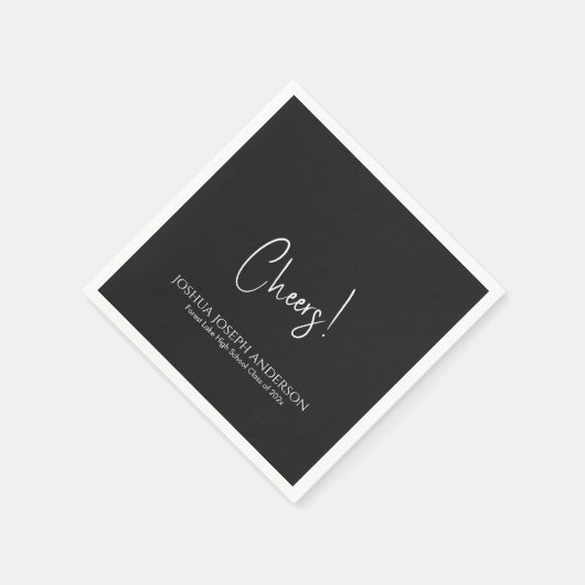 Eenvoudig minimalistisch zwart afstudeerfeest servet (Hoek)