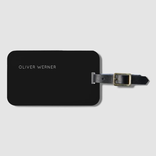 Eenvoudig minimalistisch zwart bagagelabel (Voorkant (horizontaal))