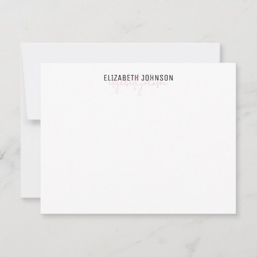 Eenvoudig minimalistisch zwart en lichtroze notitiekaartje (Voorkant)