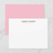 Eenvoudig minimalistisch zwart en lichtroze notitiekaartje (Voorkant / Achterkant)