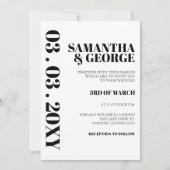 Eenvoudig minimalistisch zwart en wit modern huwel kaart (Voorkant)