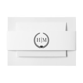 Eenvoudig Minimalistisch Zwart en Wit Monogram Uitnodigingen Wikkel
