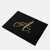 Eenvoudig minimalistisch zwart-gouden script monog deurmat (Schuin)
