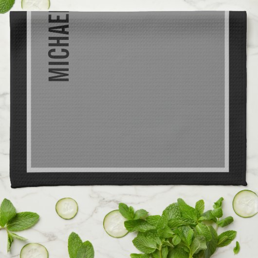 Eenvoudig minimalistisch zwart grijs modern theedoek (Gevouwen)