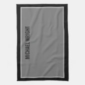 Eenvoudig minimalistisch zwart grijs modern theedoek (Verticaal)