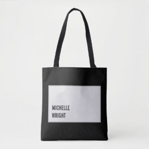 Eenvoudig minimalistisch zwart grijs modern tote bag