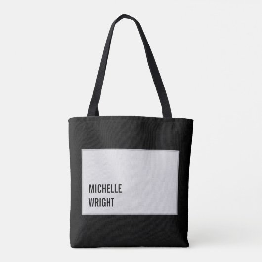 Eenvoudig minimalistisch zwart grijs modern tote bag (Achterkant)