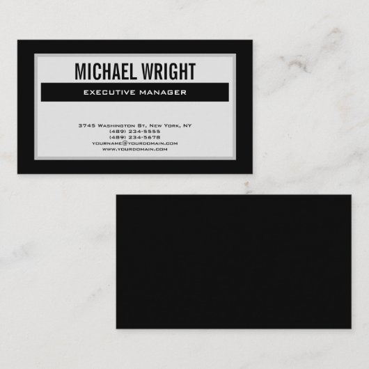 Eenvoudig minimalistisch zwart grijs modern visitekaartje (Voorkant / Achterkant)