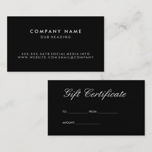 Eenvoudig minimalistisch zwart kortingskaartje (Voorkant / Achterkant)