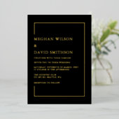 Eenvoudig minimalistisch zwart modern huwelijk folie uitnodiging (Staand Voorkant)