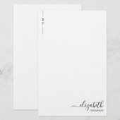 Eenvoudig minimalistisch zwart monogram Initiaal Briefpapier (Voorkant / Achterkant)